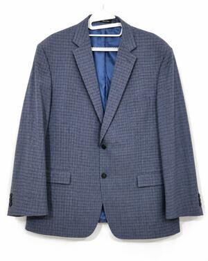 Bronto Uomo Platinum Sportscoat Mens Size 56 Reg Blue Gray Plaid Wool Blend